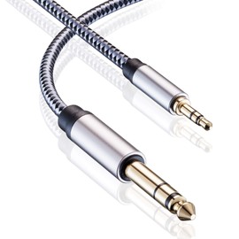 Tiierzon 1/8 to 1/4 Stereo Cable 10FT, 6.35mm 1/4" Male to 3.5mm 1/8" Male TRS Bidirectional Stereo Audio Cable Jack for Guitar, Home Theater Devices, Speaker and Amplifiers(10Ft)