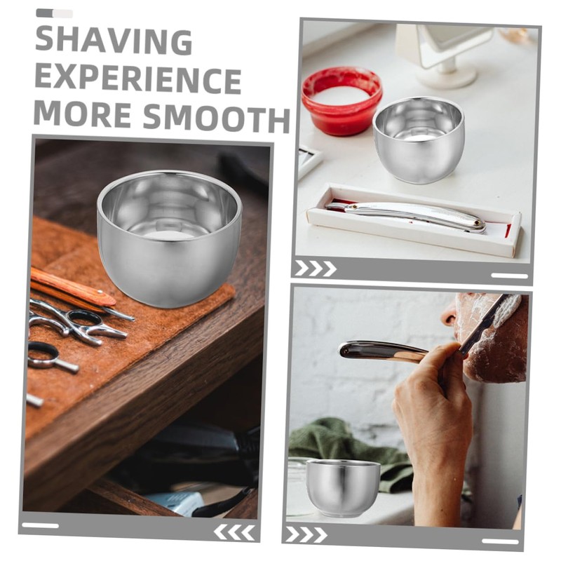 VICASKY 2pcs Double Layer Stainless Steel Shaving Soap Bowl Shave
