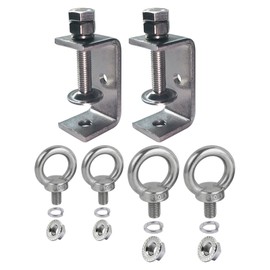 Ponezg Screw Clamps Small C Clamp Stainless Steel C Clamp Adjustable Clamping Range is 20-50 mm, C Clamp Jaw Openings 55 mm with M8 M10 Ring Screws for Woodworking, C-Clamp Set (6-Piece Set)