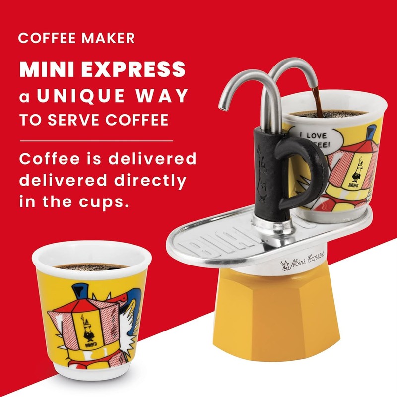 Bialetti - Mini Express Lichtenstein: Moka Set includes Coffee Maker