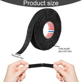 KEQAR 2 Stück Textilklebeband, Gewebeband, Kabel Isolierband, Baumwolle Klebeband für Kabelbäume, Elektrisches Klebeband (19 mm x 20 m) (Schwarz)
