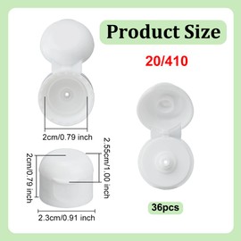 OLYCRAFT 36pcs 20/410 Dome Shaped Flip Top Dispensing Cap White Replacement Condiment Caps Reusable Plastic Bottle Cap Flip Top Lids Squeeze Bottles Dispensing Caps for Shampoo - Inner Diameter 20mm