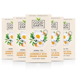 Good Earth Tea Co. Chamomile with Orange Blossom Tea Bags - Naturally Caffeine-Free Soothing Chamomile Tea Infusion with Orange Blossom - 5 x 15 Biodegradable Herbal Tea Bags