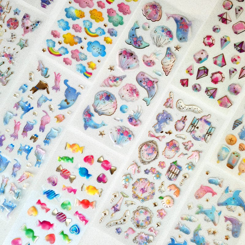 EUSTACE Reward Stickers, Set of 14, 3D, Diary Stickers, Foil,