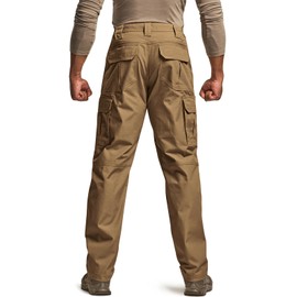 CQR Men's Tactical Pants, Water Resistant Ripstop Cargo Pants, Lightweight EDC Work Hiking Pants, Outdoor Apparel, Raider Coyote, 30W x 30L