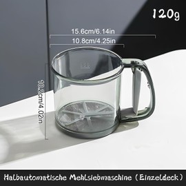 Bootoow Powdered Sugar Shaker, Powdered Sugar Mill, Cocoa Shaker, Flour Sieve, One-Handed Powdered Sugar Mill, Fine Flour Sieve with One Hand, Powdered Sugar Mill, Flour Shaker, Dust Sugar Shaker, 250