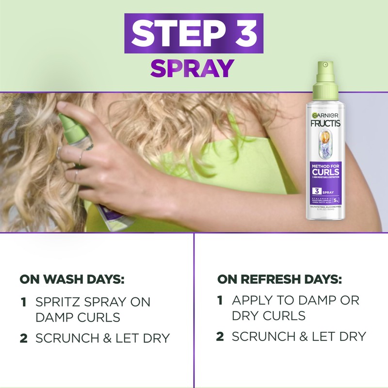 Garnier Fructis Method for Curls Moisture Refreshing Curl Activator, Curl