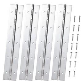 Marine Grade 304 Stainless Steel Piano Hinge, 12"X2" Continuous Boat Hinge, 0.06'' Thickness Heavy Duty Polished Finish Long Hinge with Screw for Cabinet, Cabin Door, Stocker Box (4 Pack)