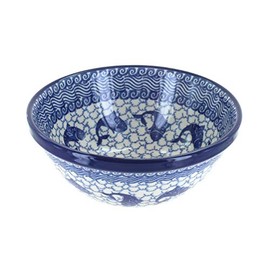Blue Rose Polish Pottery Mosaic Beach Cereal/Soup Bowl