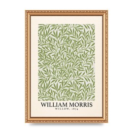 Lithobee - William Morris Willow 1874 - Printed Wall Art Design in Sizes A2, A3 & A4 Framed in a Stylish Quality Coloured Frame or Unframed (A4 Gold Ornate Frame)