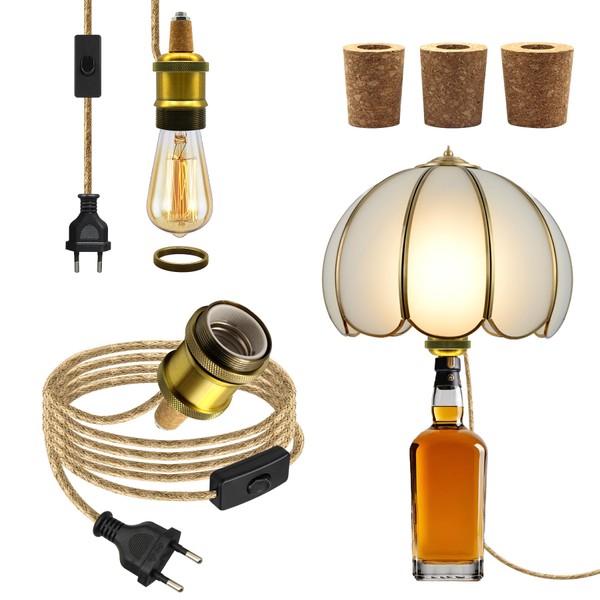 Lamp Holder for Bottles, Pack of 2 E27 Brass Socket