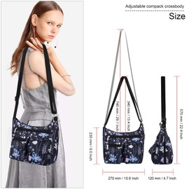 Kamo Crossbody Bag for Women - Multi-pocket Shoulder Bag Lightweight Messenger Bag Casual printed Purse Handbag Travel Bag