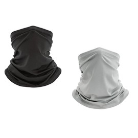 HIGHROCK 2 Packs Large Neck Gaiters Unisex Fabric Face Mask, Motorcycle Cycling Face Masks and Scarf, Lightweight Sun Dust Protection Breathable Bandana (Black -Gray)