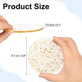 sourcing map 2pcs Foil Acrylic Cup Coasters, Round Acrylic Drink Coaster Decorative Plates for Tabletop Protection Bar Home Decor Gold