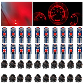 Led Bulb Dash Lights Super Red Bright, T5 74 37 LED Bulb with Twist Lock Socket PC74 PC37, for Car Dashboard Bulb Air Conditioning Light Clock Light Instrument Led Bulb 40pcs