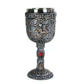 Pacific Trading Medieval Knight Wine Goblet Made of Polyresin With Stainless Steel Rim
