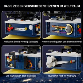 Finger Rock Technology Solar System Building Blocks, 775 Pieces Sun Moon Earth Rotating Space Exploration Toy with Planets Spaceship, Creative Gifts for Children Teenagers Space Enthusiasts