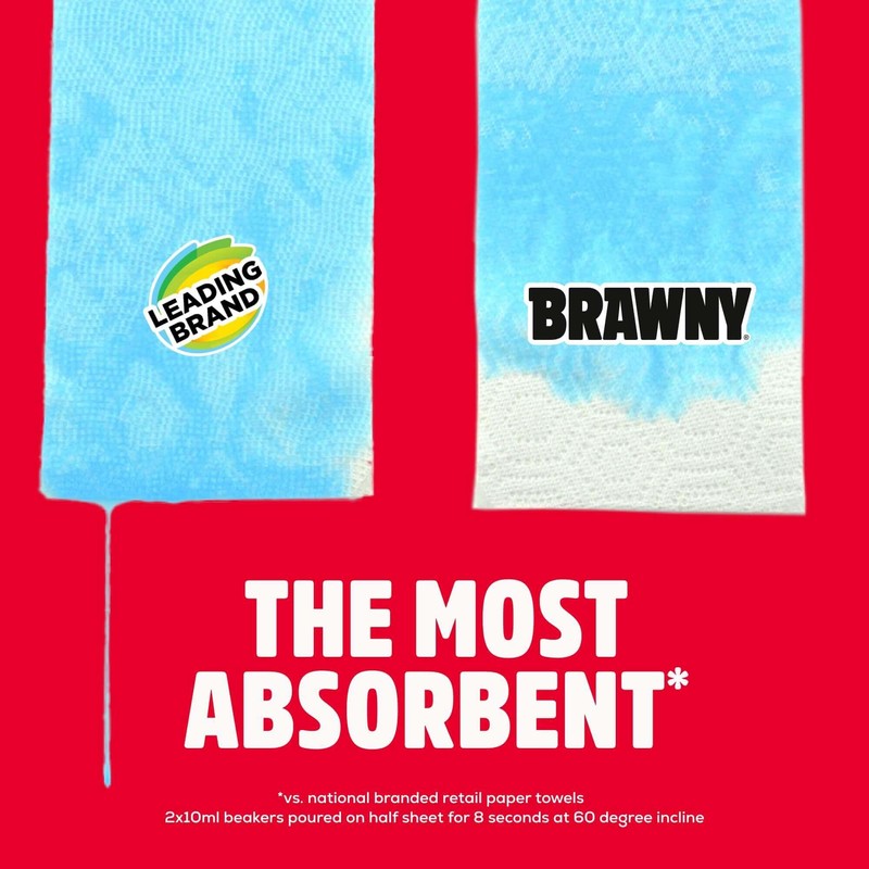 Brawny Tear-A-Square 3-Ply Paper Towels, 6 Double Rolls = 12