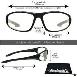 Bikershades Bifocal Safety Sunglasses Protection Sport Wrap Around Reader Cycling Driving Golfing Outdoor Work Black Frame Smoke & Clear & Yellow Lens +2.50