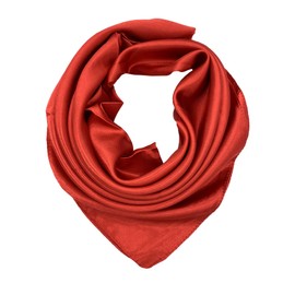 YOUR SMILE Pure Red Silk Feeling Scarf Women's Fashion Large Square Satin Headscarf (339)