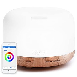 ASAKUKI - Difusor inteligente de aceites esenciales, aplicacin y control de voz compatible con Alexa, humidificador de aromaterapia de 500 ml para... 