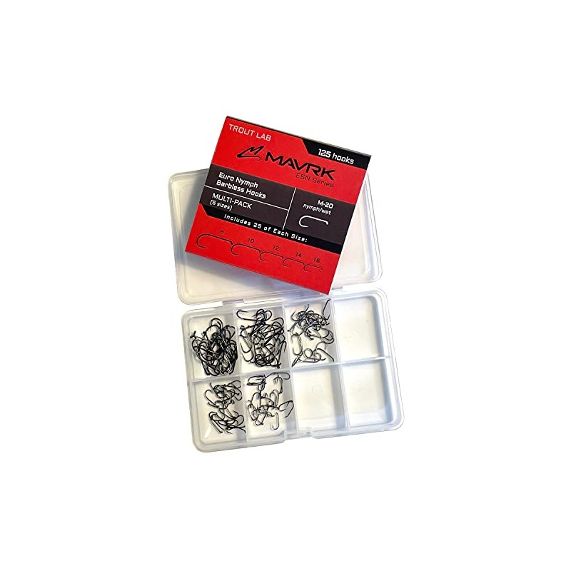 Mavrk Fly Fishing Euro Nymph Competition Barbless Hooks 125pcs Multi-Pack
