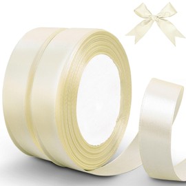 Bontiady Satin Ribbon White 20 mm, 44 m Gift Ribbon Wide, Fabric Ribbon for Gift Wrapping, Crafts, Christmas, Sewing Projects, Hair Bows, Birthday Decoration, Wedding Decoration