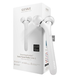GESKE | SmartAppGuided™ Sonic Facial Roller | 4 in 1 | Dermaroller | Device for Face | Dermaroll | Professional Face Roller | Tightens and Defines the Skin on the Face