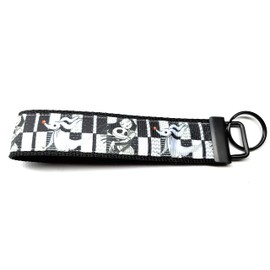 Jack Skellington, Sally & Zero Black White Nightmare Christmas Keyfob Keychain Strap or Key - Purse or Wallet Strap