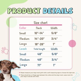 Pawhuggies Reflective Dog Collar and Leash Set, 4 FT/5 FT Mix Color Nylon Dog Leash with Heavy-Duty Steel D-Ring, Adjustable Dog Collar with Quick Release Buckle 4 Color Matching in Cyan, M