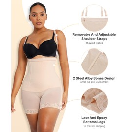 SHAPELLX Shapewear Tummy Control Compression Bodysuit For Women Side Zipper Colombianas Moldeadoras Butt Lifter Girdle Nude Shaper(Beige, Small)