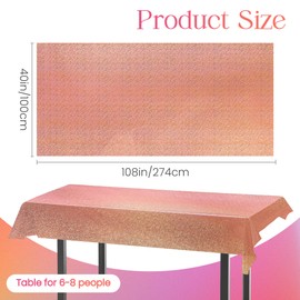 2 pcs Rose Gold Holographic Table Cloth 40" x 108" Shiny Bachelorette Party Decorations Plastic Laser Sparkly Tablecloth Glitter Table Decor for Wedding Anniversary Event Birthday Party Supplies