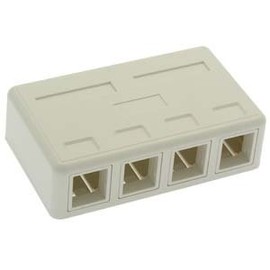 InstallerParts 4 Port RJ45 Surface Mount Box - White (Box Only) -–Mounting Pad and Screw Included