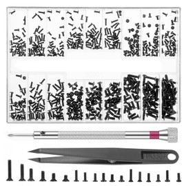 630Pcs Tiny Screws, Multi-Size Small Screws, Multi-Purpose Eyeglass Repair Kit with Screwdriver and Tweezers for Repairing Electronics, Glasses, Laptop, Watches and Jewelry(Black)