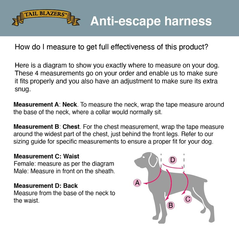 Tail Blazers Anti-Escape Dog Harness. Adjustable No Pull, Reflective, Breathable,