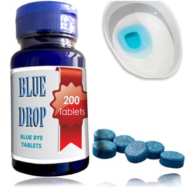 New Resources Group Blue Drop Dye Tabs 200 pc Toilet Dissovable Bluing Tablets Prevent Testing Tampering in EZ Pour Bottle