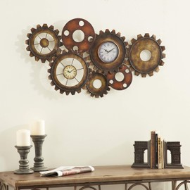Extra Large Industrial Gear Double Wall Clock, 34" x 17"