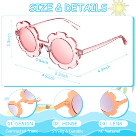 Frienda 6 Pieces Kids Round Flower Sunglasses Girls Daisy Flower Glasses for Baby Toddler Cute Outdoor Beach Eyewear(Rich Colors)