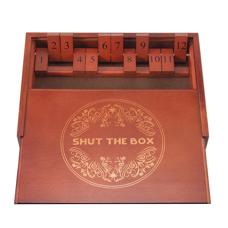 AMEROUS Shut The Box Dice Game，Wooden Board Table Math Game