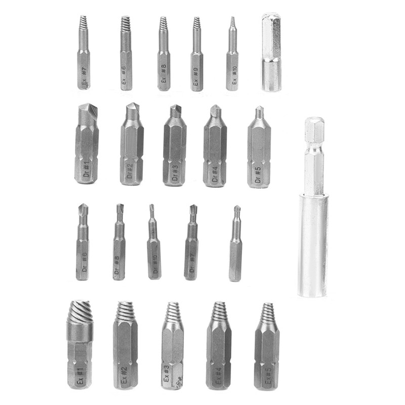 22PCs Screw Extractor Left Hand Thread Tool Set Durable Hardware