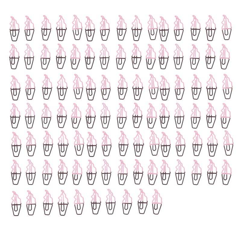 100 Pcs Shaped Paper Clips 2 Color Ice Cream Shape