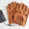 NOVBJECT Men's Fingerless Leather Gloves Deerskin Half Finger Unlined Motorcycle