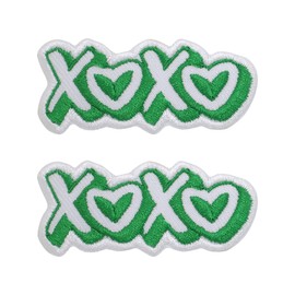 PITAI 2 Pcs XOXO Iron On Patches Embriodered Patch Badge Iron On Sew On Clothes Decorative T-Shirt Jean Repair Applique Emblem (Green)