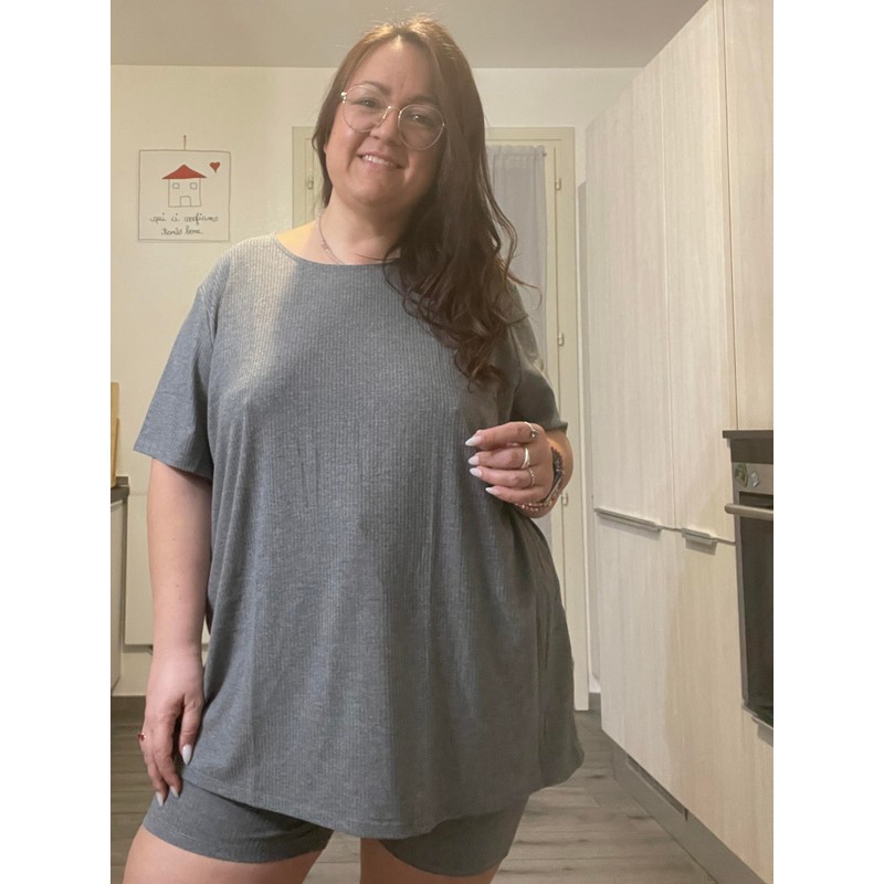 TIYOMI Plus Size 2 Piece Outfits Ribbed Knit Matching Biker