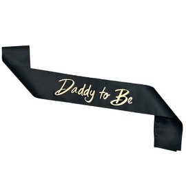 Bliceon Daddy to Be Sash - Black Foil Satin Baby Shower Sash, Party Favor for Expecting Dads - Baby Party Celebration Supplies