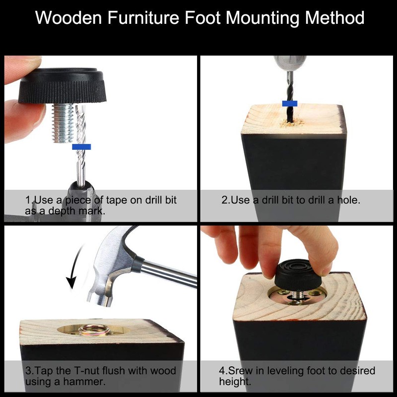 Sourcingmap Furniture Table Chair 8 Holes Base Adjustable Leveling Foot