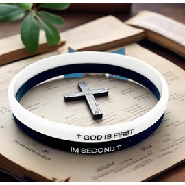 GOD IS FIRST BRACELET,GOD IS FIRST IM SECOND Bracelets, Inspirational Bible Verses Bracelet, Religious Motivational Wristbands Bracelets Gifts for Men Women Teens(#C)