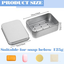 Piriuuo Travel Soap Container, Bar Soap Case Metal Bar Soap Holder Portable Travel Soap Box Leak Proof Soap Dish with Lid Aluminum Tin Jar Containers for Camping Travel Home Bathroom Storage
