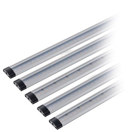 SEBSON Dimmable LED Under-Unit Light, Set of 5, Touch Function, LED Strip 30 cm, Light Strip, 17 W, 1250 lm, Warm White, Kitchen Lamp with Power Supply and Mounting Accessories