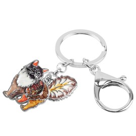 NEWEI Enamel Key Ring Cat Pendant Cat Rings Decoration for Women Girls Children Bag Purse Charms Car Gifts, brown